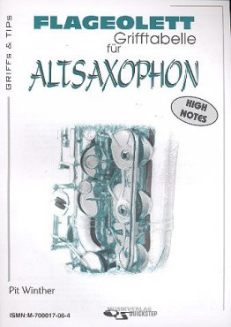 Flageolett-Grifftabelle Altsaxophon