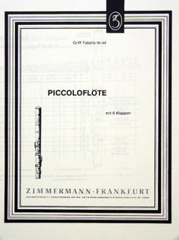 Grifftabelle Piccoloflöte 6 Klappen