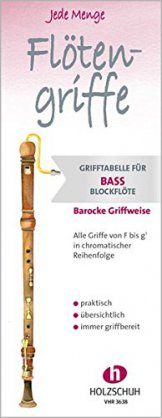 Jede Menge Flötengriffe: Grifftabelle für Bassblockflöte barocke Griffweise