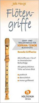 Jede Menge Flötengriffe: Griff- und Trillertabelle für Sopran- und Tenorblockflöte (barocke Griffweise)