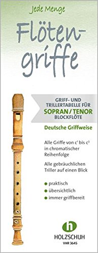 Jede Menge Flötengriffe: Griff- und Trillertabelle für Sopran- und Tenorblockflöte deutsche Griffweise