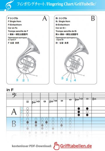 Waldhorn Grifftabelle Yamaha